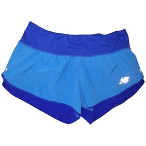 New Balance Womens Impact Run Shorts Small Blue Split Running Performance Mesh